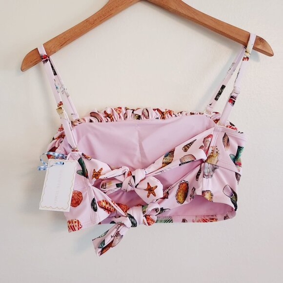 Antonio Melani x Jennifer Sumko Pink Shells Print Bikini Bandeau Top Swimsuit - Picture 2 of 5